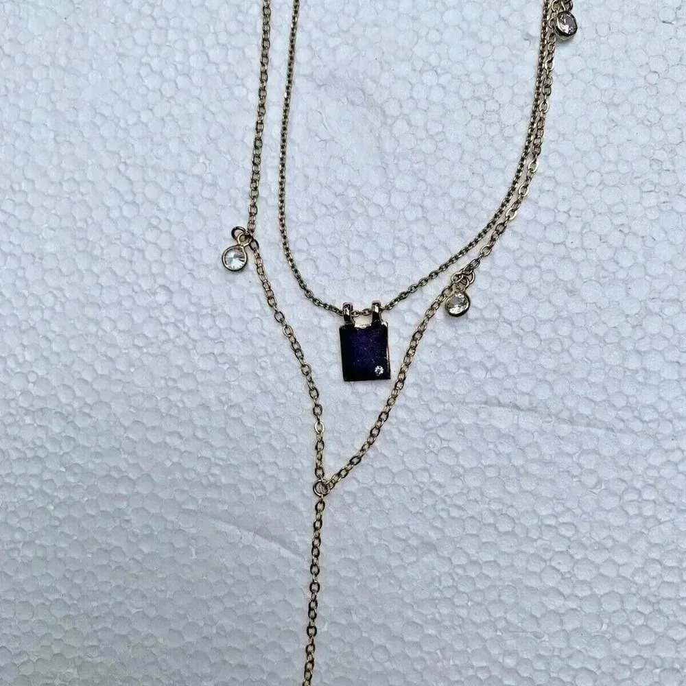 NEW LEE ANGEL Gold Tone Chain Double Strand Necklace - Picture 4 of 4